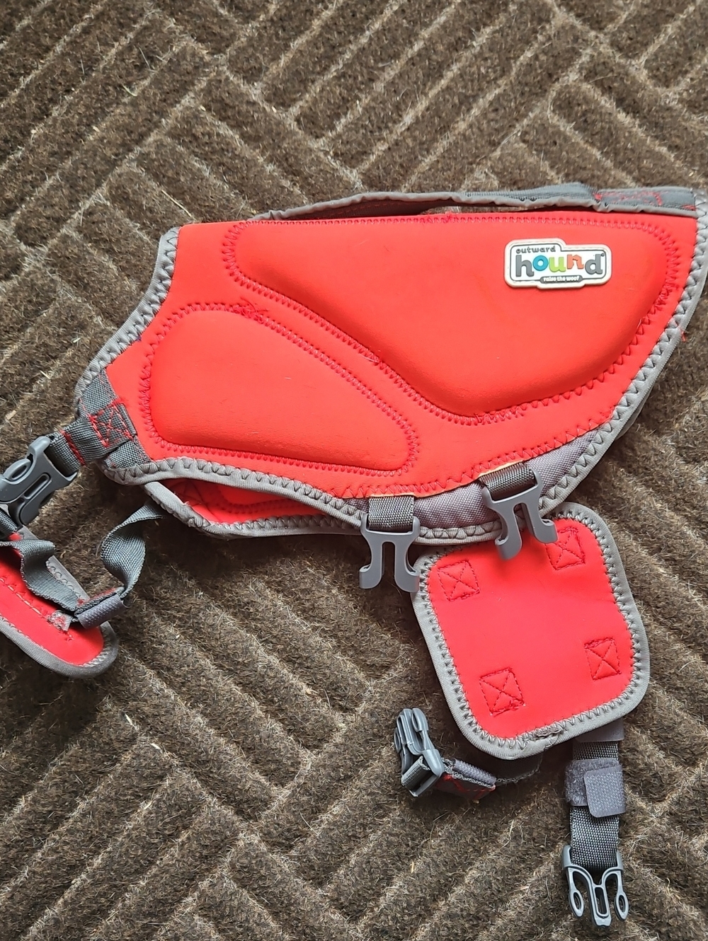 Outward Hound Dog Life Vest Red with Gray Trim
